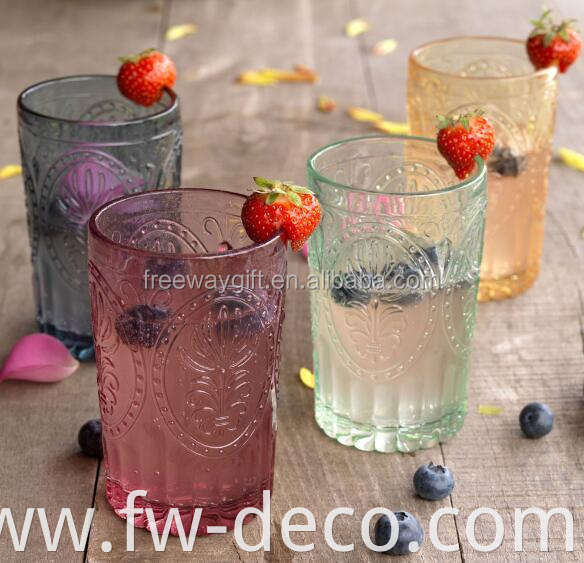 wholesale custom personalized embossed colored clear drinking tumbler glasses set